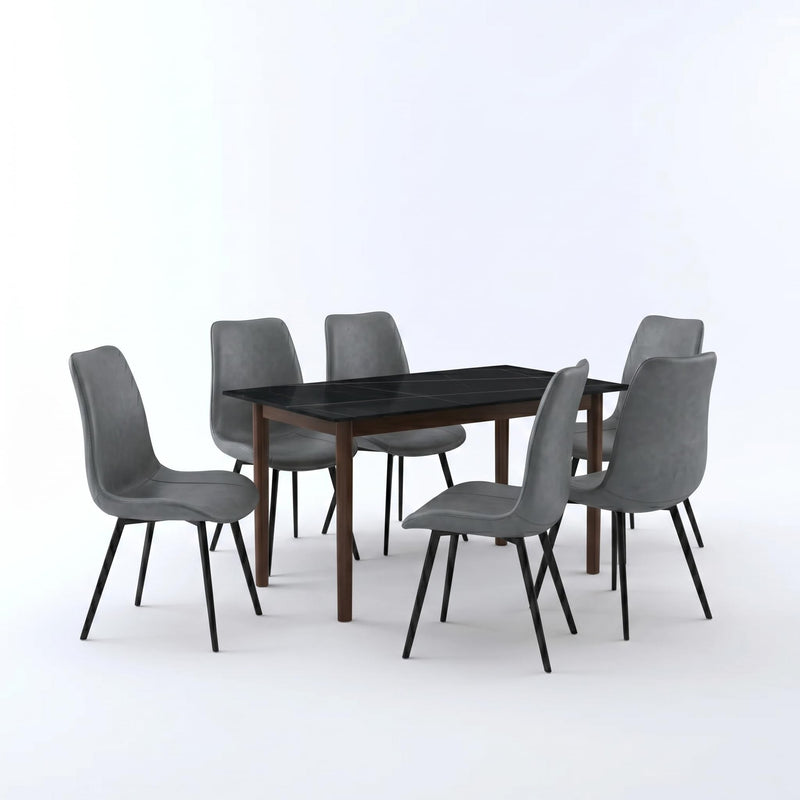 Nebula 6 Seater Sintered Stone Dining Set, view 4