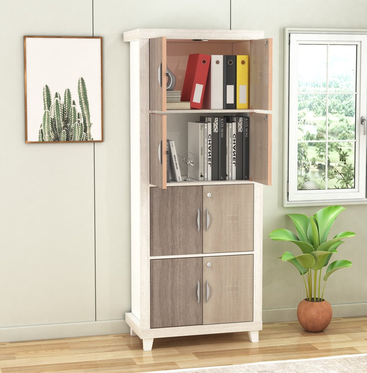 Nova 4 Shelf Bookcase with Shelf Locking System - Sonoma Oak