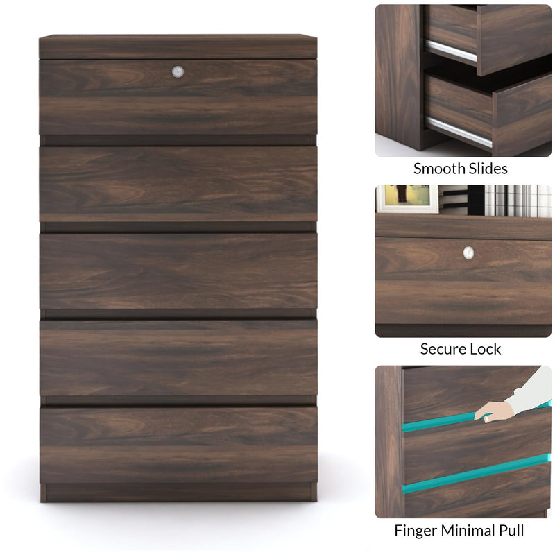 Sera 5 Drawer Chest of Drawers, view 4