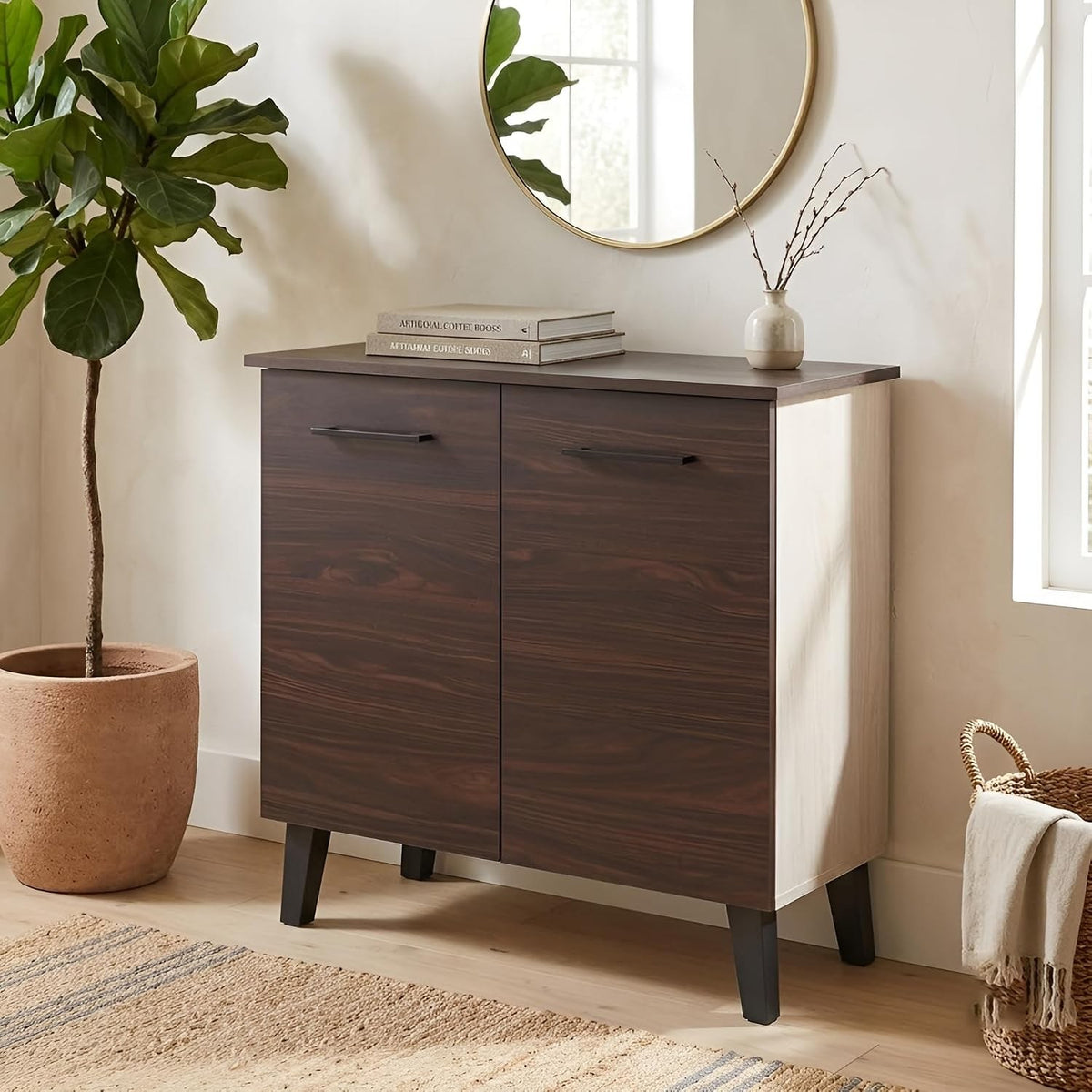 Slate 2 Door Shoe Cabinet - Milky Wenge