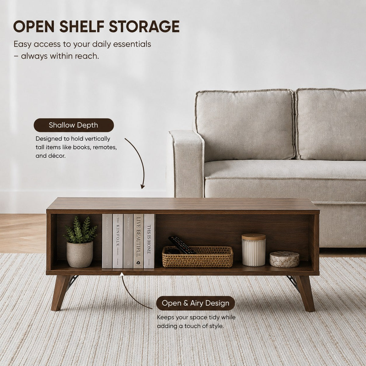 Tatami Coffee Table with Storage Drawer, view 10