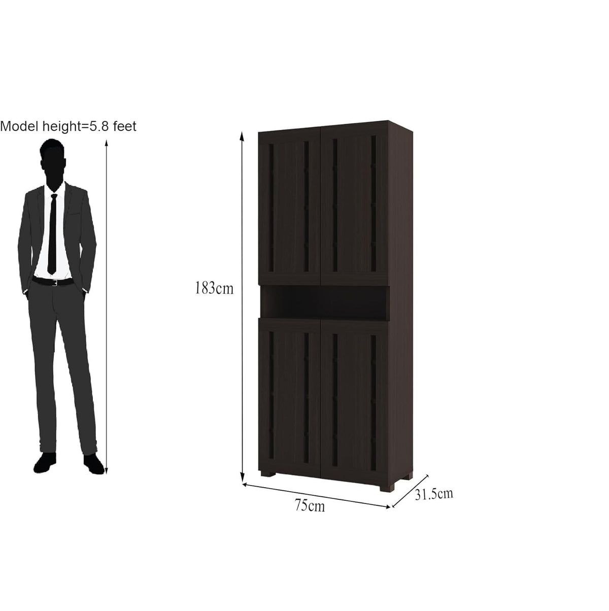 Tower Four Door Wardrobe, view 3