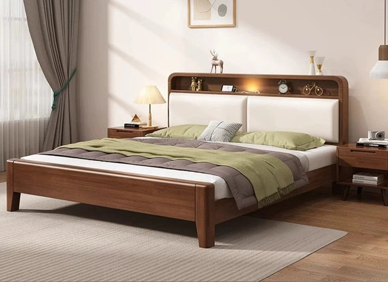 USB Bed King Size with charging headboard and touch lamp