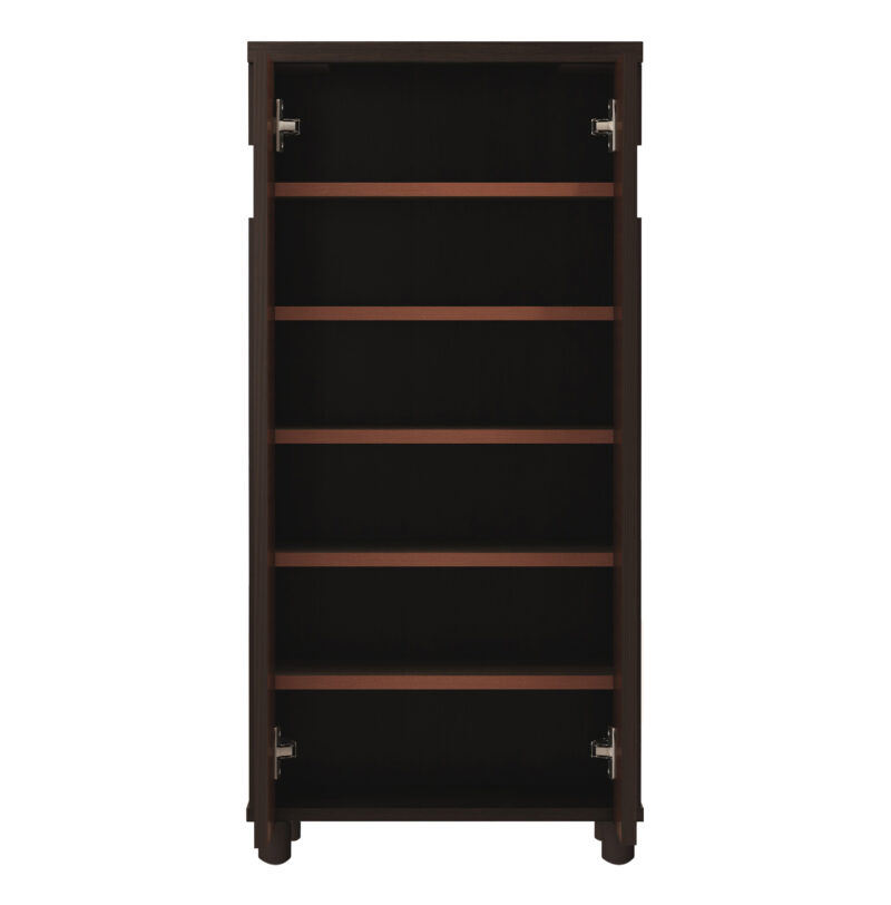 Furniva Fusion Wenge Finish Shoe Cabinet | Engineered Wood Construction | Premium Patterned Doors | Two-Tone Design | Tall Space-Saving Structure, and Curved Handles – Fits Up to 18-20 Pairs