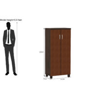 Furniva Fusion Wenge Finish Shoe Cabinet | Engineered Wood Construction | Premium Patterned Doors | Two-Tone Design | Tall Space-Saving Structure, and Curved Handles – Fits Up to 18-20 Pairs