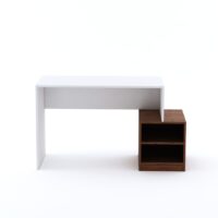 Furniva Engineered Wood Horizon Study Desk with Storage | Minimal Study Desk for Students - Frosty White and Columbia Walnut