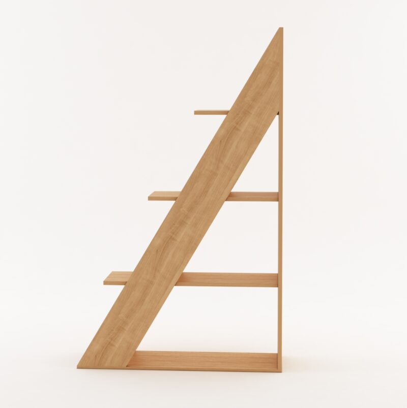 2 Furniva Nook Corner Wooden Bookshelf | Ladder Style Bookshelf cum Display Unit with Open Racks | Lome Cherry Finish | Engineered Wood Construction