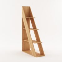 4 Furniva Nook Corner Wooden Bookshelf | Ladder Style Bookshelf cum Display Unit with Open Racks | Lome Cherry Finish | Engineered Wood Construction