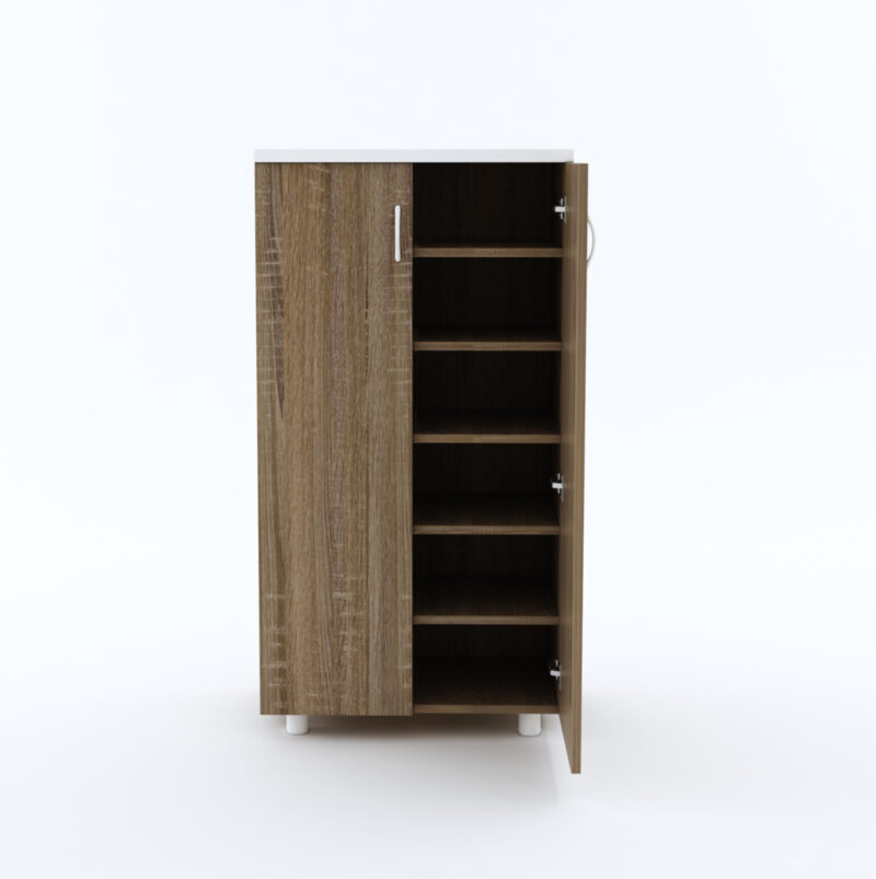 Furniva Fusion Tall Wooden Shoe Cabinet - Two-Tone Sonoma Oak & White (Fits 20 Pairs)
