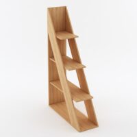 5 Furniva Nook Corner Wooden Bookshelf | Ladder Style Bookshelf cum Display Unit with Open Racks | Lome Cherry Finish | Engineered Wood Construction
