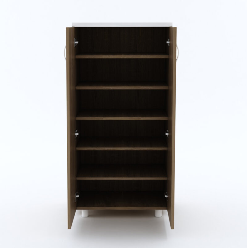 Furniva Fusion Tall Wooden Shoe Cabinet - Two-Tone Sonoma Oak & White (Fits 20 Pairs)