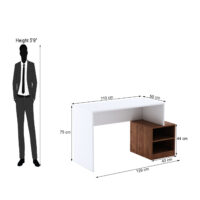 Furniva Engineered Wood Horizon Study Desk with Storage | Minimal Study Desk for Students - Frosty White and Columbia Walnut