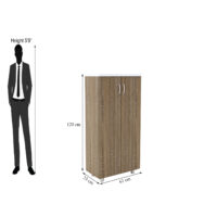 Furniva Fusion Tall Wooden Shoe Cabinet - Two-Tone Sonoma Oak & White (Fits 20 Pairs)