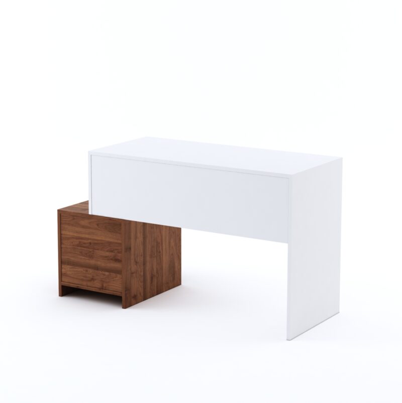 Furniva Engineered Wood Horizon Study Desk with Storage | Minimal Study Desk for Students - Frosty White and Columbia Walnut