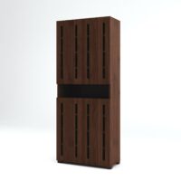 Furniva Skyline 6 Feet Wooden Shoe Rack with 2 Doors and 9 Shelves | Columbia Walnut