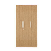 3 Furniva Wardura 3 Door Wooden Wardrobe with Hanging Rod and Extra Shelves in Lome Cherry Finish