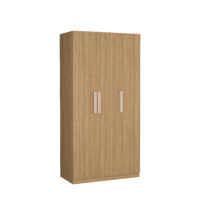 4 Furniva Wardura 3 Door Wooden Wardrobe with Hanging Rod and Extra Shelves in Lome Cherry Finish
