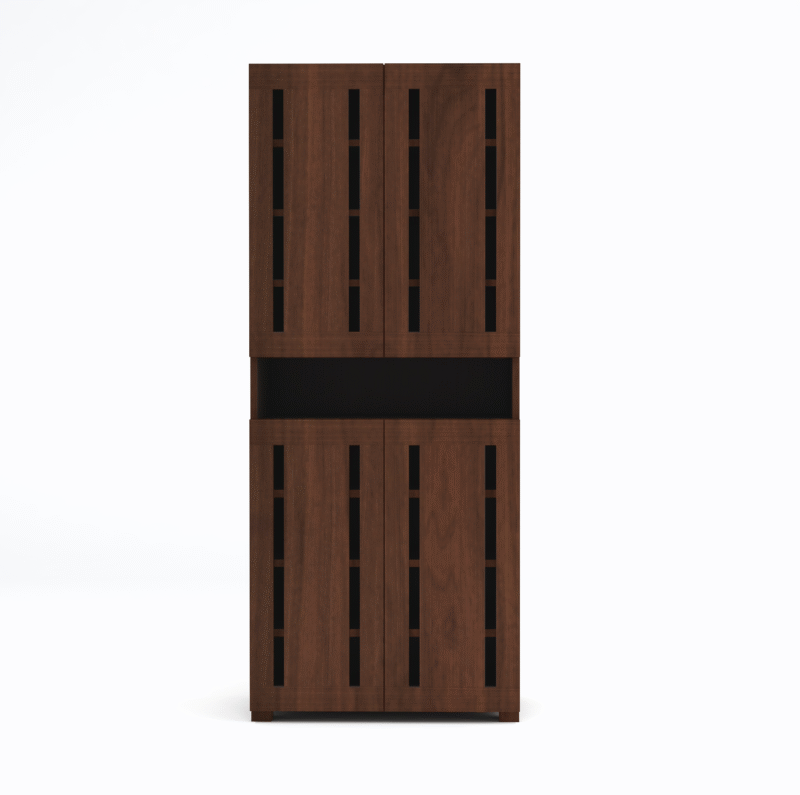 Furniva Skyline 6 Feet Wooden Shoe Rack with 2 Doors and 9 Shelves | Columbia Walnut
