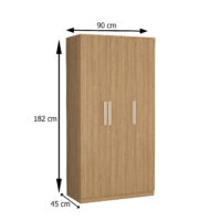 5 Furniva Wardura 3 Door Wooden Wardrobe with Hanging Rod and Extra Shelves in Lome Cherry Finish