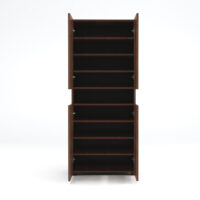 Furniva Skyline 6 Feet Wooden Shoe Rack with 2 Doors and 9 Shelves | Columbia Walnut