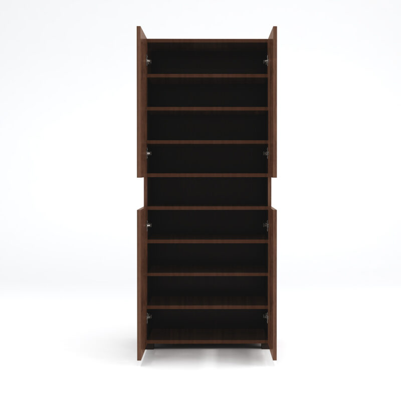 Furniva Skyline 6 Feet Wooden Shoe Rack with 2 Doors and 9 Shelves | Columbia Walnut
