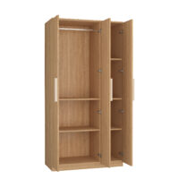 7 Furniva Wardura 3 Door Wooden Wardrobe with Hanging Rod and Extra Shelves in Lome Cherry Finish