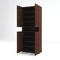 Furniva Skyline 6 Feet Wooden Shoe Rack with 2 Doors and 9 Shelves | Columbia Walnut