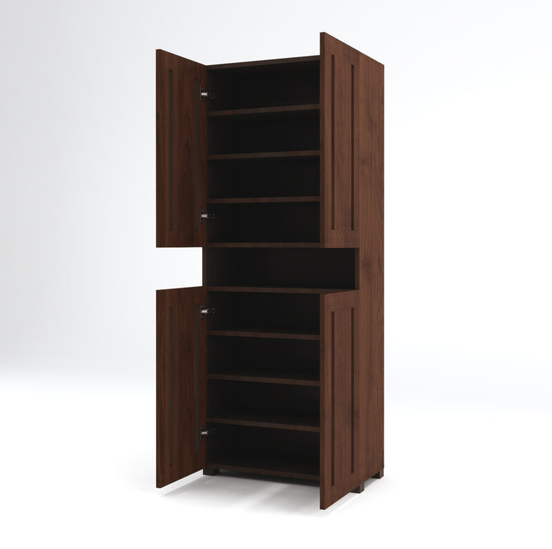 Furniva Skyline 6 Feet Wooden Shoe Rack with 2 Doors and 9 Shelves | Columbia Walnut