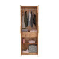 Furniva Vault Hidden Drawer Wardrobe with Hanging Rod and Shelves | Giant Wood Finish