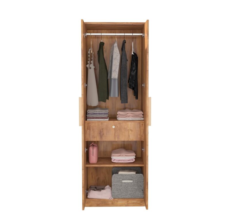 Furniva Vault Hidden Drawer Wardrobe with Hanging Rod and Shelves | Giant Wood Finish