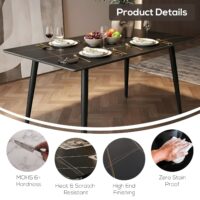 Furniva Italiana 15mm Sintered Stone Dining Table – Black Faux Marble