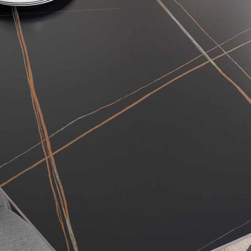 Furniva Italiana 15mm Sintered Stone Dining Table – Black Faux Marble