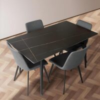 Furniva Italiana 15mm Sintered Stone Dining Table – Black Faux Marble
