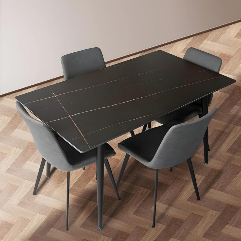 Furniva Italiana 15mm Sintered Stone Dining Table – Black Faux Marble