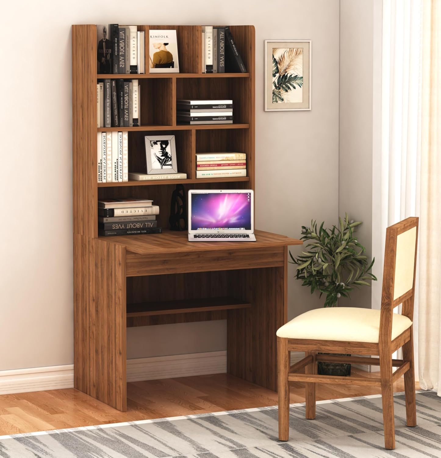 Furniva Dune Scandinavian Wooden Vertical Study Table – Columbia Walnut