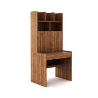 Dune Engineered Wood Multi-Purpose Study Table | Foldable Writing Desk for Home Office, Integrated Bookshelf & Laptop Table | DIY Assembly | Columbia Walnut